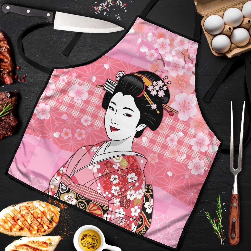 Japanese Geisha Cherry Blossom Apron Pink Palaka Hawaii Pattern Fusion Design LT19 Pink - Polynesian Pride