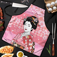 Japanese Geisha Cherry Blossom Apron Pink Palaka Hawaii Pattern Fusion Design LT19 Pink - Polynesian Pride