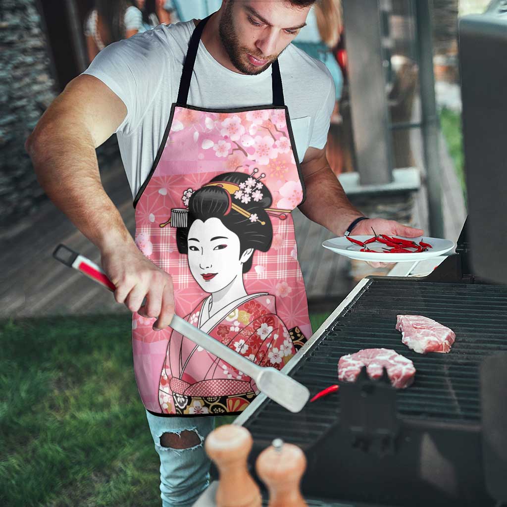 Japanese Geisha Cherry Blossom Apron Pink Palaka Hawaii Pattern Fusion Design LT19 - Polynesian Pride