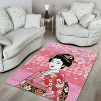 Japanese Geisha Cherry Blossom Area Rug Pink Palaka Hawaii Pattern Fusion Design LT19 - Polynesian Pride