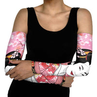 Japanese Geisha Cherry Blossom Arm Sleeves Pink Palaka Hawaii Pattern Fusion Design LT19 - Polynesian Pride