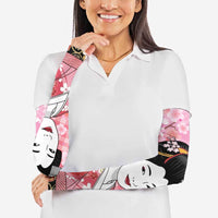 Japanese Geisha Cherry Blossom Arm Sleeves Pink Palaka Hawaii Pattern Fusion Design LT19 - Polynesian Pride