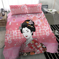 Japanese Geisha Cherry Blossom Bedding Set Pink Palaka Hawaii Pattern Fusion Design LT19 - Polynesian Pride