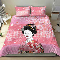 Japanese Geisha Cherry Blossom Bedding Set Pink Palaka Hawaii Pattern Fusion Design LT19 - Polynesian Pride