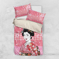 Japanese Geisha Cherry Blossom Bedding Set Pink Palaka Hawaii Pattern Fusion Design LT19 US Twin 172cm x 218cm Pink - Polynesian Pride