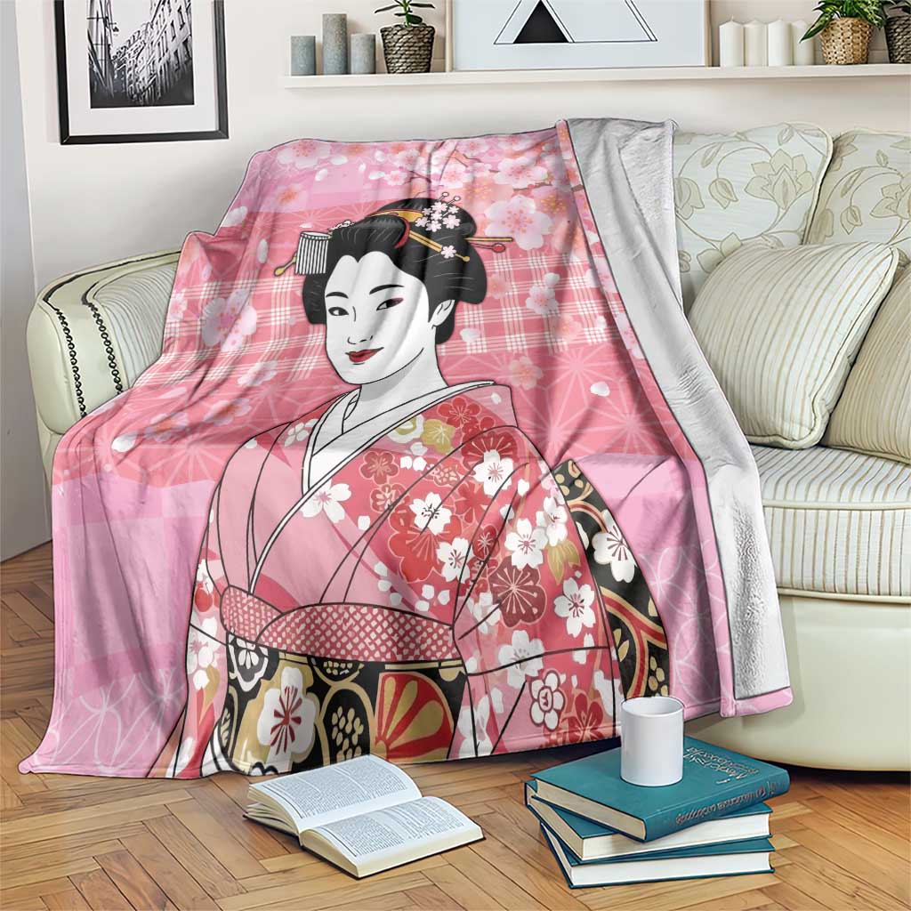 Japanese Geisha Cherry Blossom Blanket Pink Palaka Hawaii Pattern Fusion Design LT19 Pink - Polynesian Pride
