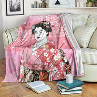 Japanese Geisha Cherry Blossom Blanket Pink Palaka Hawaii Pattern Fusion Design LT19 Pink - Polynesian Pride