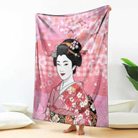 Japanese Geisha Cherry Blossom Blanket Pink Palaka Hawaii Pattern Fusion Design LT19 - Polynesian Pride