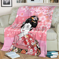 Japanese Geisha Cherry Blossom Blanket Pink Palaka Hawaii Pattern Fusion Design LT19 - Polynesian Pride