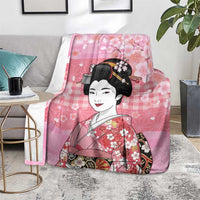 Japanese Geisha Cherry Blossom Blanket Pink Palaka Hawaii Pattern Fusion Design LT19 - Polynesian Pride