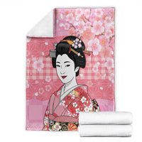 Japanese Geisha Cherry Blossom Blanket Pink Palaka Hawaii Pattern Fusion Design LT19 - Polynesian Pride