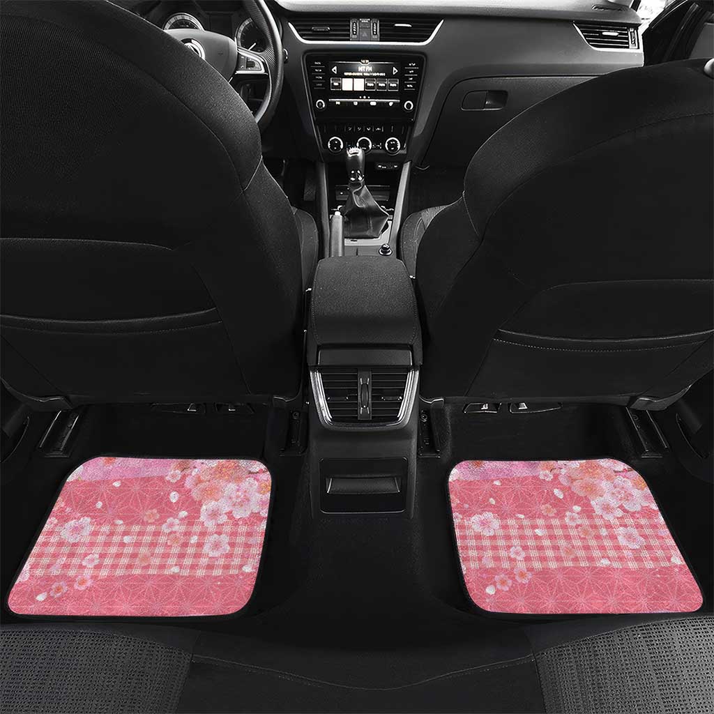 Japanese Geisha Cherry Blossom Car Mats Pink Palaka Hawaii Pattern Fusion Design LT19 Set 2pcs - Back Pink - Polynesian Pride