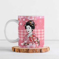 Japanese Geisha Cherry Blossom Ceramic Mug Pink Palaka Hawaii Pattern Fusion Design LT19 Pink - Polynesian Pride