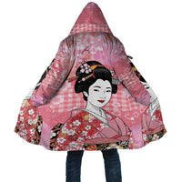 Japanese Geisha Cherry Blossom Cloak Pink Palaka Hawaii Pattern Fusion Design LT19 Unisex Pink - Polynesian Pride