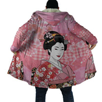 Japanese Geisha Cherry Blossom Cloak Pink Palaka Hawaii Pattern Fusion Design LT19 - Polynesian Pride