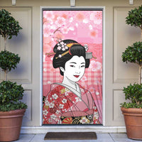 Japanese Geisha Cherry Blossom Door Cover Pink Palaka Hawaii Pattern Fusion Design LT19 Pink - Polynesian Pride