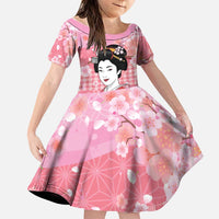 Japanese Geisha Cherry Blossom Family Matching Summer Maxi Dress and Hawaiian Shirt Pink Palaka Hawaii Pattern Fusion Design