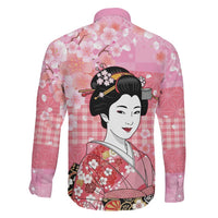 Japanese Geisha Cherry Blossom Family Matching Tank Maxi Dress and Hawaiian Shirt Pink Palaka Hawaii Pattern Fusion Design