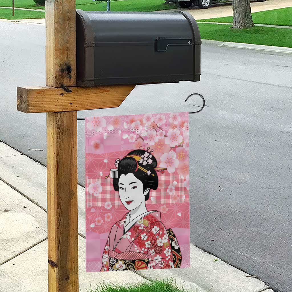 Japanese Geisha Cherry Blossom Garden Flag Pink Palaka Hawaii Pattern Fusion Design LT19 - Polynesian Pride