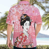 Japanese Geisha Cherry Blossom Hawaiian Shirt Pink Palaka Hawaii Pattern Fusion Design LT19 - Polynesian Pride