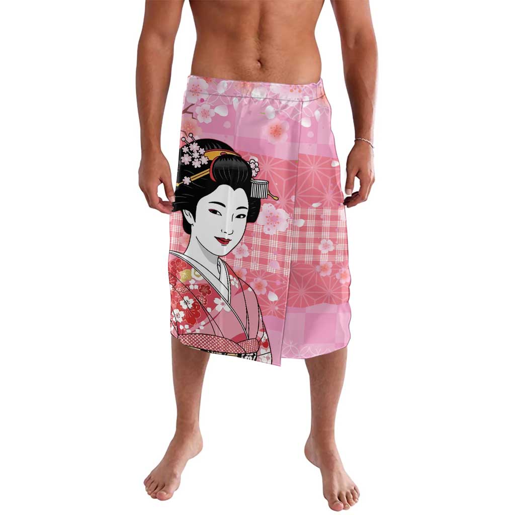 Japanese Geisha Cherry Blossom Lavalava Pink Palaka Hawaii Pattern Fusion Design LT19 Pink - Polynesian Pride