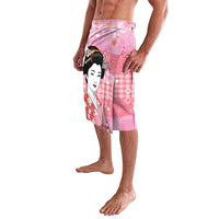 Japanese Geisha Cherry Blossom Lavalava Pink Palaka Hawaii Pattern Fusion Design LT19 - Polynesian Pride
