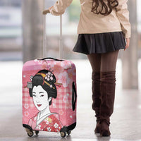Japanese Geisha Cherry Blossom Luggage Cover Pink Palaka Hawaii Pattern Fusion Design LT19 - Polynesian Pride