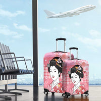 Japanese Geisha Cherry Blossom Luggage Cover Pink Palaka Hawaii Pattern Fusion Design LT19 - Polynesian Pride