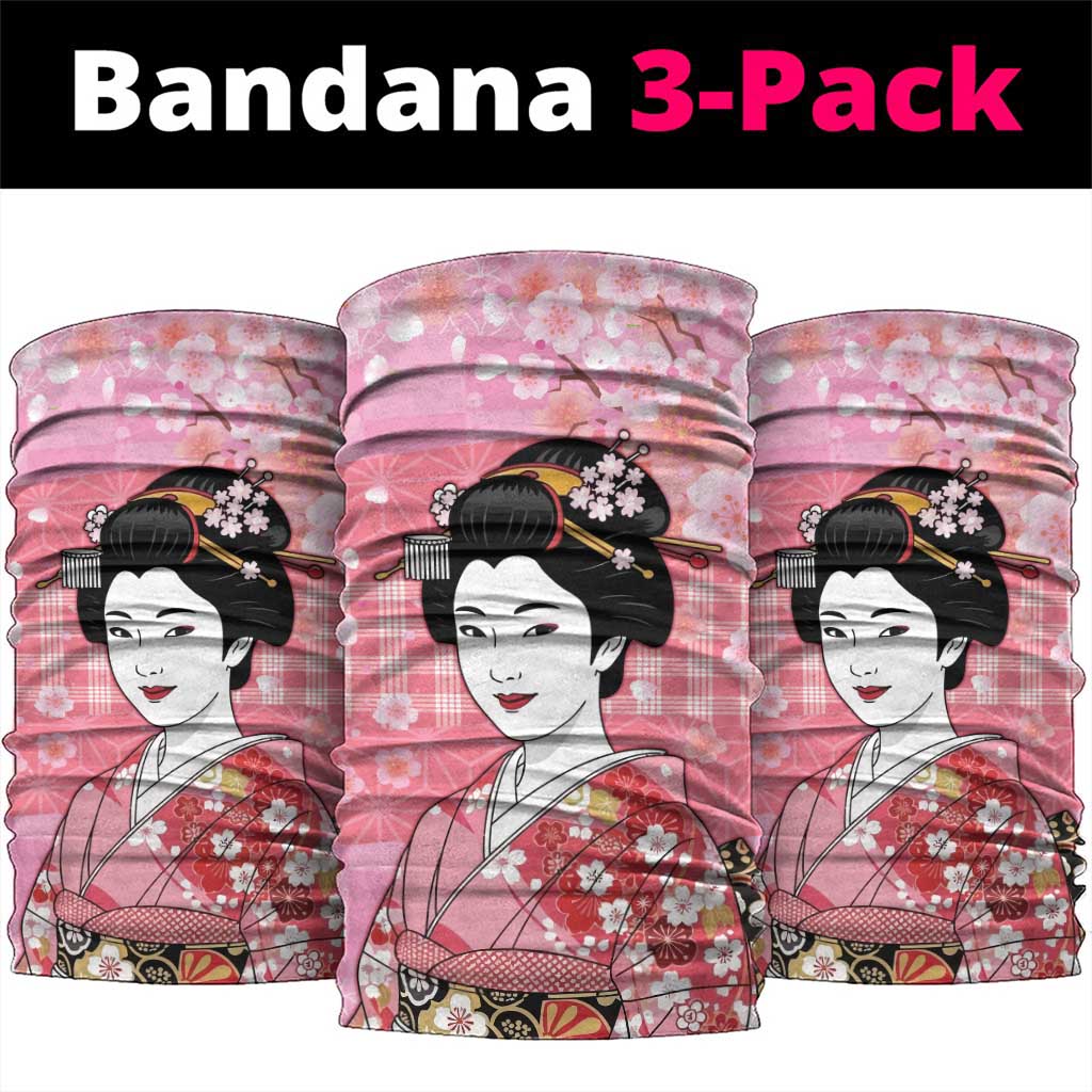 Japanese Geisha Cherry Blossom Neck Gaiter Pink Palaka Hawaii Pattern Fusion Design LT19 package One Size: 25*50cm Pink - Polynesian Pride