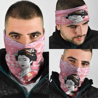 Japanese Geisha Cherry Blossom Neck Gaiter Pink Palaka Hawaii Pattern Fusion Design LT19 - Polynesian Pride