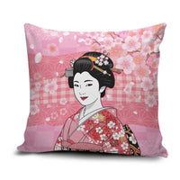 Japanese Geisha Cherry Blossom Pillow Cover Pink Palaka Hawaii Pattern Fusion Design LT19 Pink - Polynesian Pride