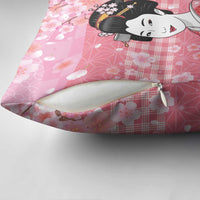 Japanese Geisha Cherry Blossom Pillow Cover Pink Palaka Hawaii Pattern Fusion Design LT19 - Polynesian Pride