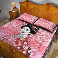 Japanese Geisha Cherry Blossom Quilt Bed Set Pink Palaka Hawaii Pattern Fusion Design LT19 - Polynesian Pride