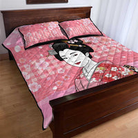 Japanese Geisha Cherry Blossom Quilt Bed Set Pink Palaka Hawaii Pattern Fusion Design LT19 - Polynesian Pride