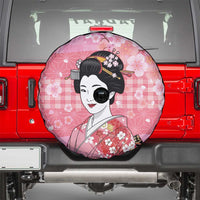 Japanese Geisha Cherry Blossom Spare Tire Cover Pink Palaka Hawaii Pattern Fusion Design LT19 - Polynesian Pride