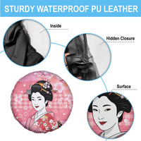 Japanese Geisha Cherry Blossom Spare Tire Cover Pink Palaka Hawaii Pattern Fusion Design LT19 - Polynesian Pride