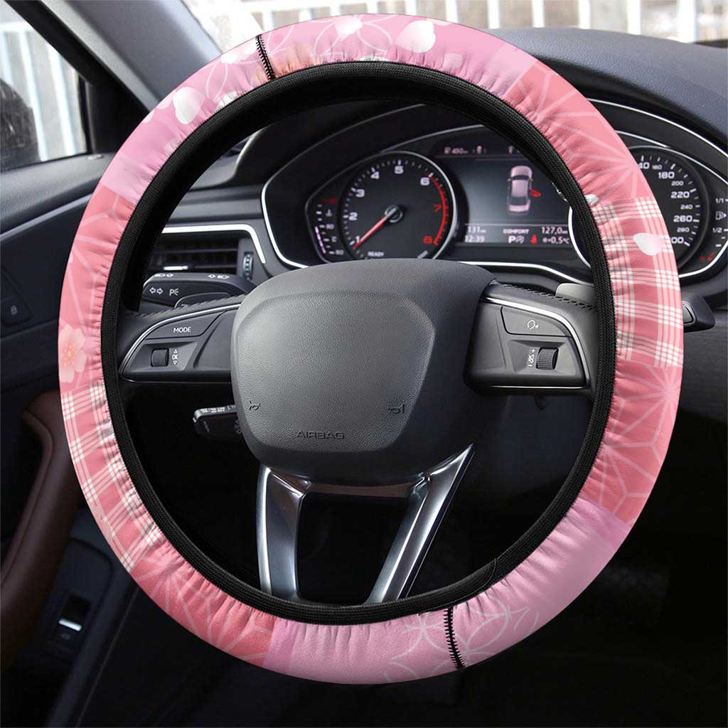 Japanese Geisha Cherry Blossom Steering Wheel Cover Pink Palaka Hawaii Pattern Fusion Design LT19 - Polynesian Pride