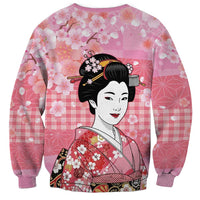 Japanese Geisha Cherry Blossom Sweatshirt Pink Palaka Hawaii Pattern Fusion Design LT19 - Polynesian Pride
