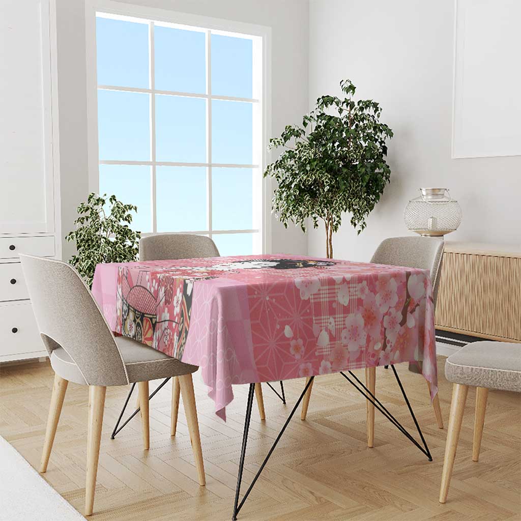 Japanese Geisha Cherry Blossom Tablecloth Pink Palaka Hawaii Pattern Fusion Design LT19 - Polynesian Pride