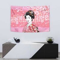 Japanese Geisha Cherry Blossom Tapestry Pink Palaka Hawaii Pattern Fusion Design LT19 - Polynesian Pride