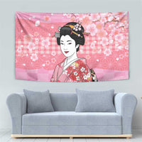 Japanese Geisha Cherry Blossom Tapestry Pink Palaka Hawaii Pattern Fusion Design LT19 - Polynesian Pride