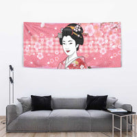 Japanese Geisha Cherry Blossom Tapestry Pink Palaka Hawaii Pattern Fusion Design LT19 - Polynesian Pride