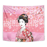 Japanese Geisha Cherry Blossom Tapestry Pink Palaka Hawaii Pattern Fusion Design LT19 - Polynesian Pride