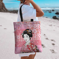 Japanese Geisha Cherry Blossom Tote Bag Pink Palaka Hawaii Pattern Fusion Design LT19 - Polynesian Pride