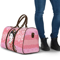 Japanese Geisha Cherry Blossom Travel Bag Pink Palaka Hawaii Pattern Fusion Design LT19 - Polynesian Pride