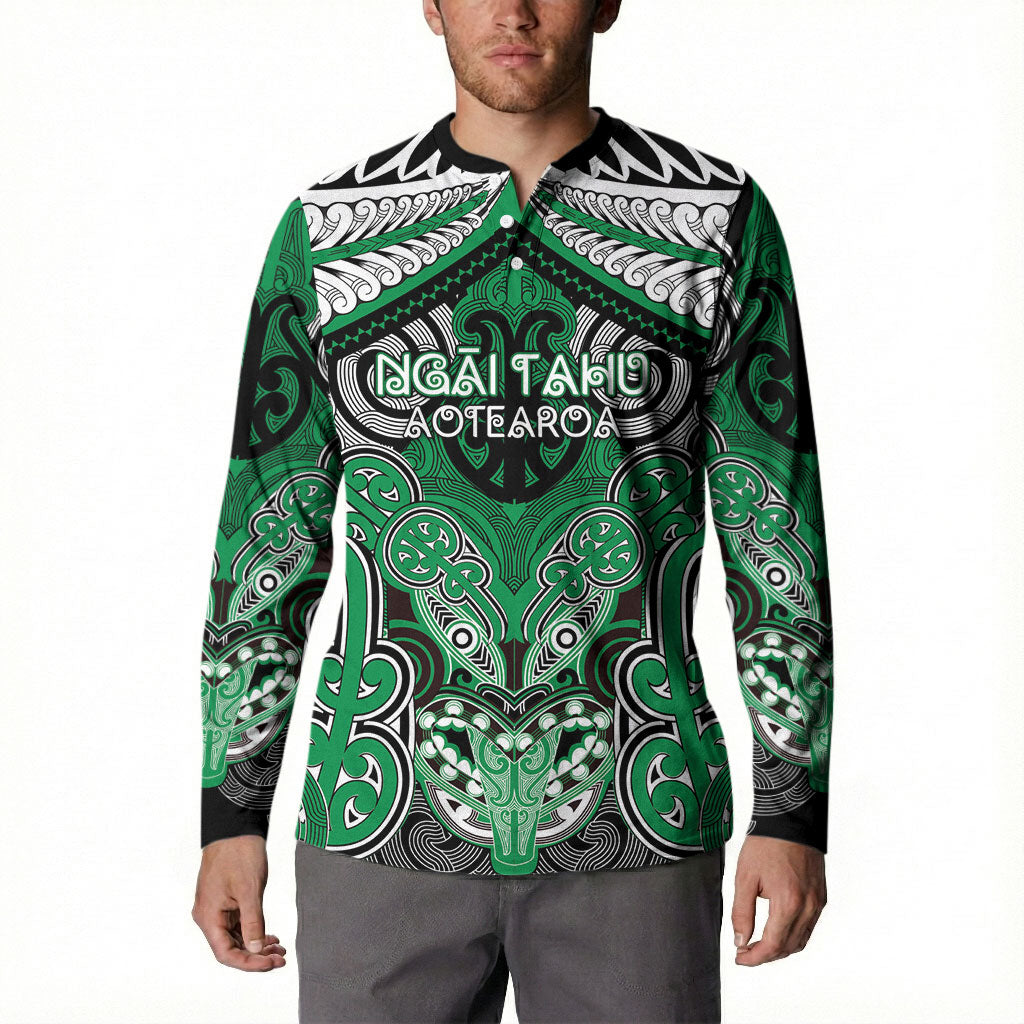 Aotearoa Iwi Ngai Tahu Personalised Button Sweatshirt Maori Kowhaiwhai Pattern