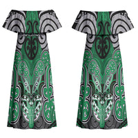 Aotearoa Iwi Ngai Tahu Personalised Couples Matching Off Shoulder Maxi Dress and Hawaiian Shirt Maori Kowhaiwhai Pattern