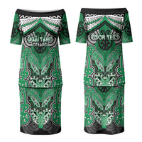 Aotearoa Iwi Ngai Tahu Personalised Couples Matching Puletasi and Long Sleeve Button Shirt Maori Kowhaiwhai Pattern