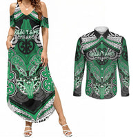 Aotearoa Iwi Ngai Tahu Personalised Couples Matching Summer Maxi Dress and Long Sleeve Button Shirt Maori Kowhaiwhai Pattern
