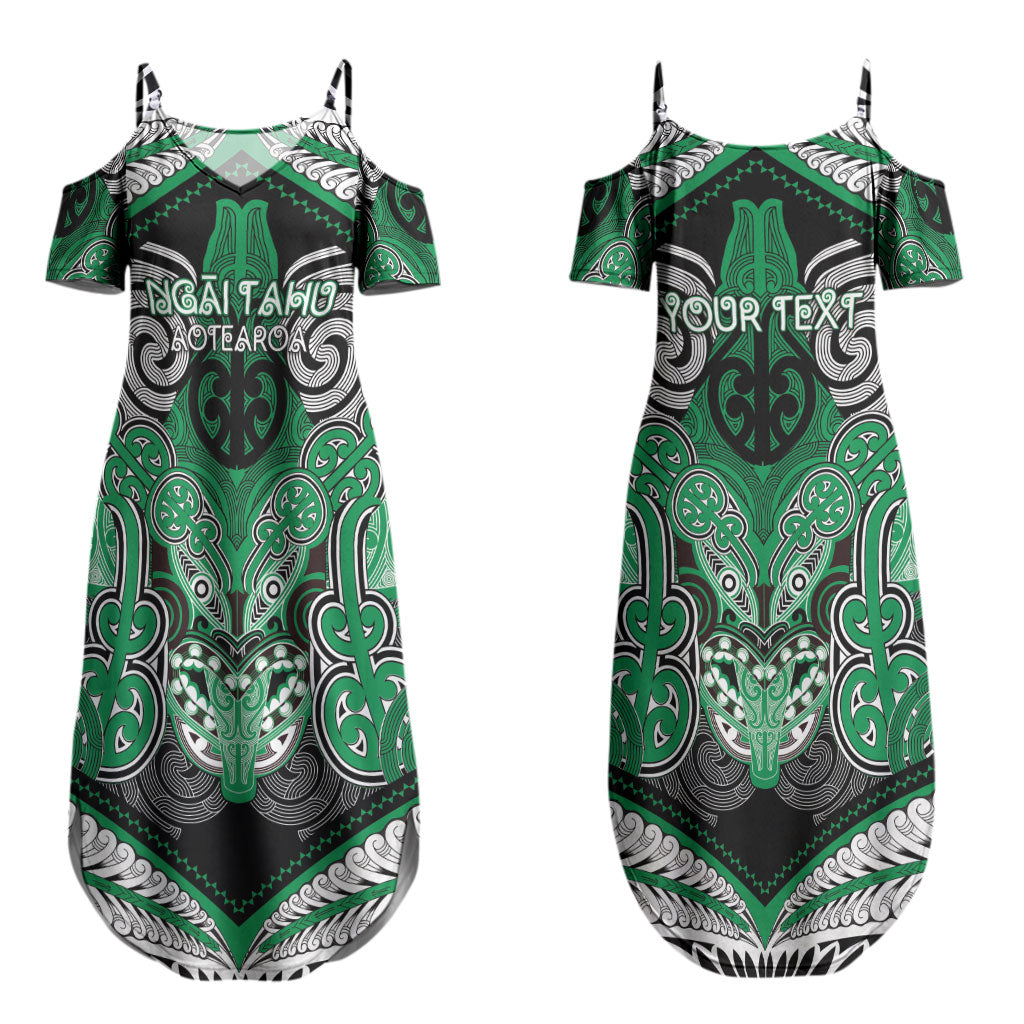 Aotearoa Iwi Ngai Tahu Personalised Couples Matching Summer Maxi Dress and Long Sleeve Button Shirt Maori Kowhaiwhai Pattern